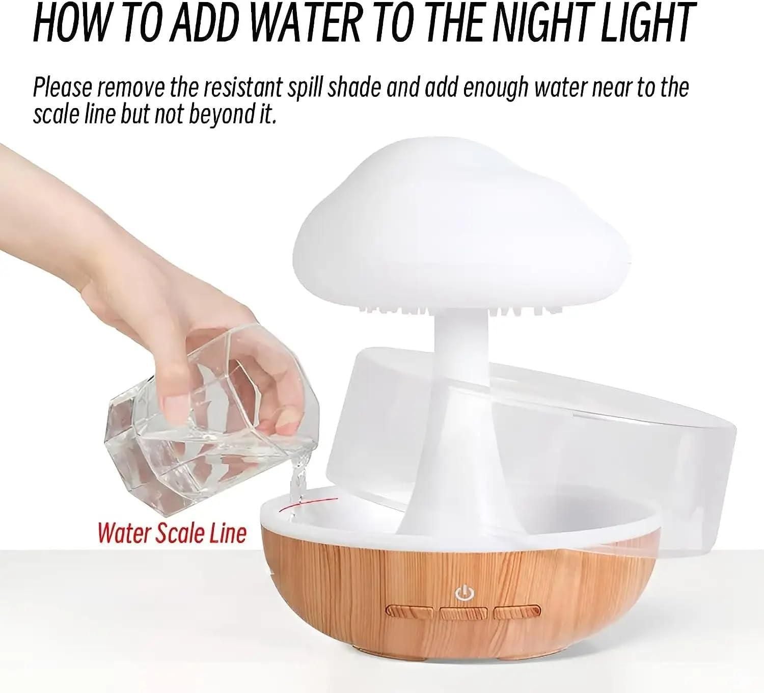 WERSSATILE  Raining Cloud Night Light Micro Humidifier Diffuser